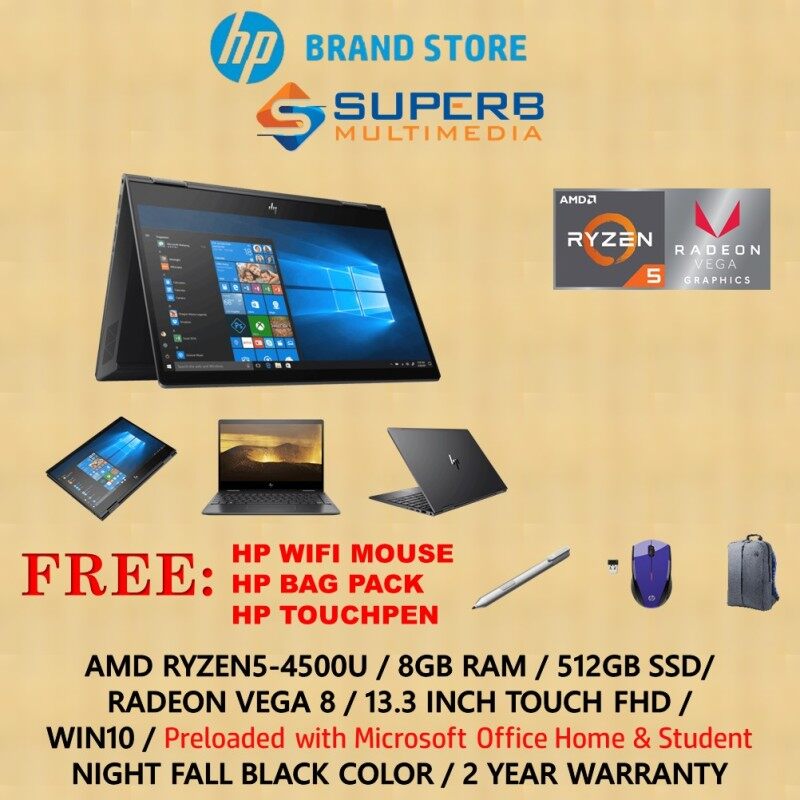 HP ENVY x360 - 13-ay0043au laptop (AMD Ryzen 5, 8GB Ram, 512GB SSD, Win10, OPI, Black) Malaysia