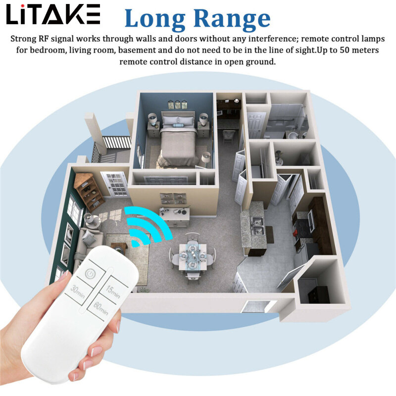 LITAKE E27 Lamp Holder Wireless Remote Control Stable Performance Light Bulb Cap Socket Switch Screw Kit