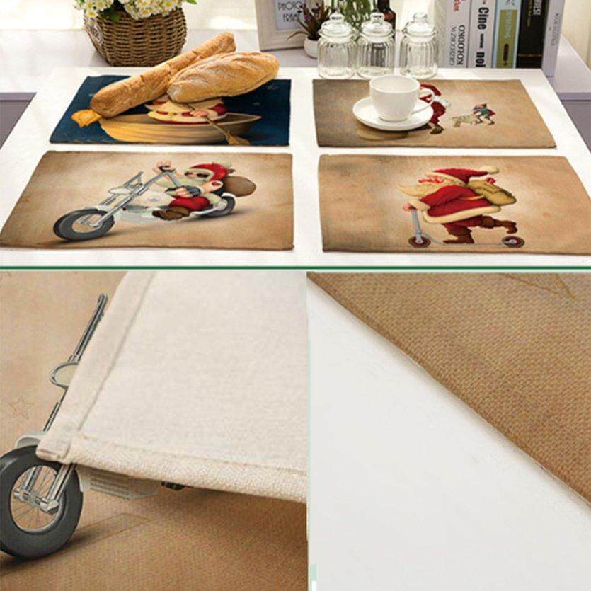 OH Bàn Thảm Santa in bông Tây Thảm Placemat Bàn Trang Trí Miếng Lót