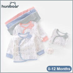 【Hunibear】 1 Bộ 2Pcs Bé Sơ Sinh Quần Áo Pajama Unisex Sets & Gói Tinh Khiết Bông Bộ Quần Áo Nhà Sư Phù Hợp Với Cho 0-1 Yrs Bé
