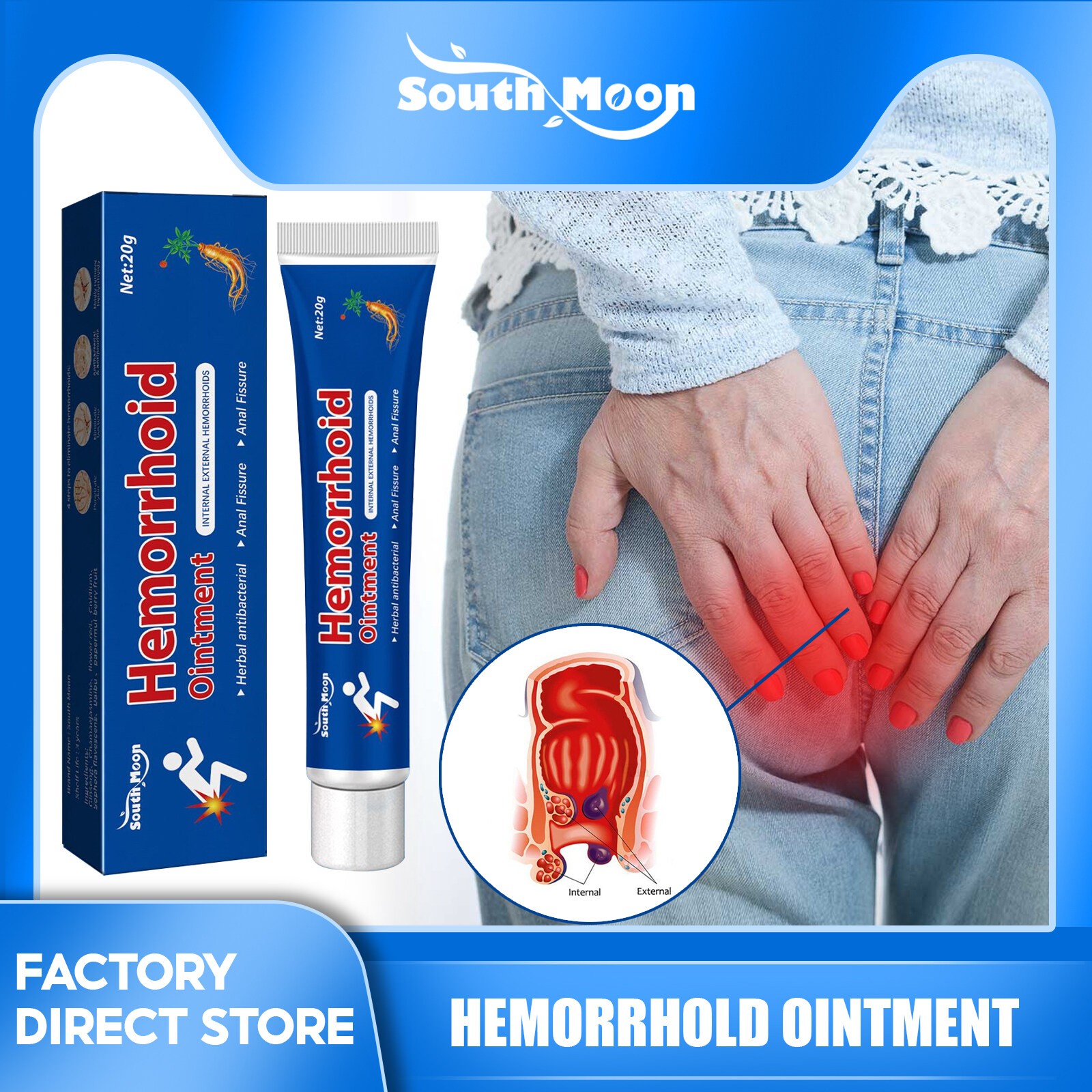 South Moon Herbal Hemorrhoid Ointment Suppository Hemorrhoid Gel Mixed ...