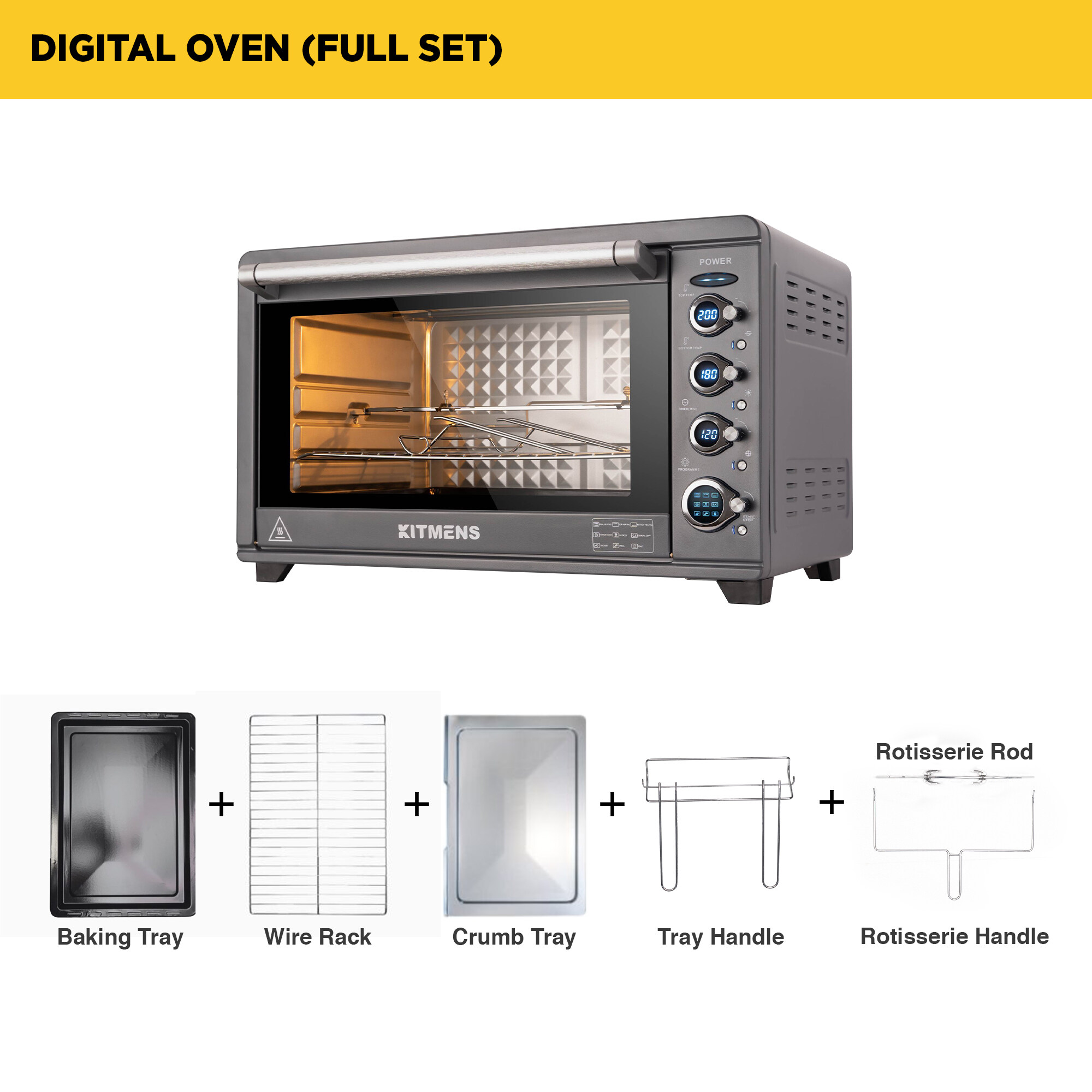 Kitmens KMKO65 Digital Electric Smart 65L Oven Kitchen Countertop