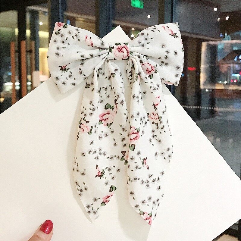 ChấM Bi Kẹp Tóc In Hoa, Kẹp Tóc Nơ Hoa Cúc Cho Nữ Kẹp Tóc Phong Cách Retro Đồng Quê Kẹp Tóc Nơ Lớn Phụ Kiện Tóc
