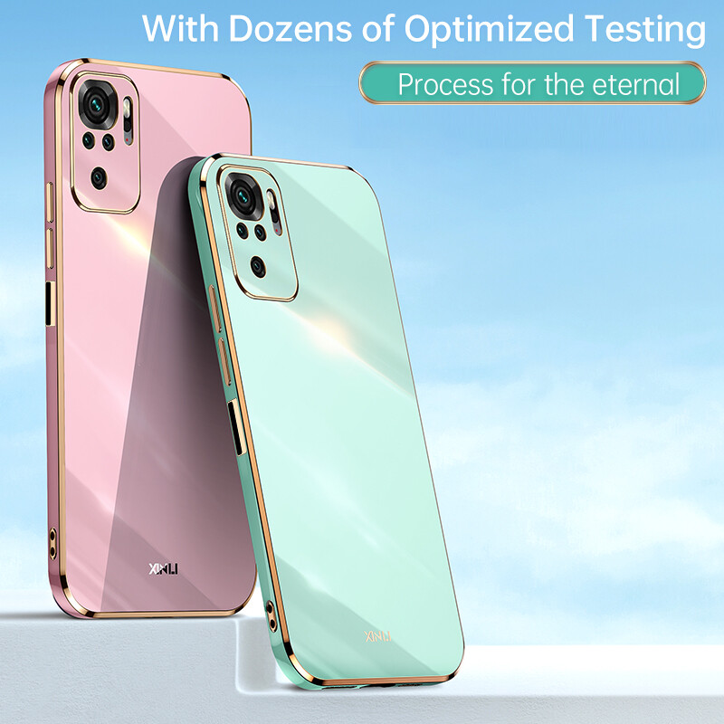 AnDyH Ốp Điện Thoại Mạ Cho Xiaomi Redmi Note 10 10S 4G Ốp Bảo Vệ Máy Ảnh Chính Xác Ốp Viền Thẳng Sang Trọng