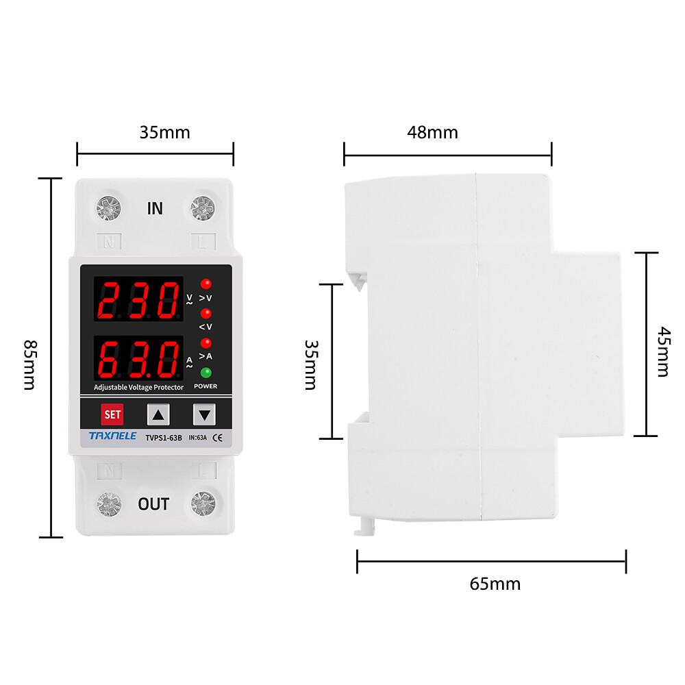 40A 63A 230V Din Rail, Thiết Bị Bảo Vệ Dưới Điện Áp Có Thể Điều Chỉnh Bảo Vệ Relay Kỹ Thuật Số Hiện Tại Điện Áp Bảo Vệ