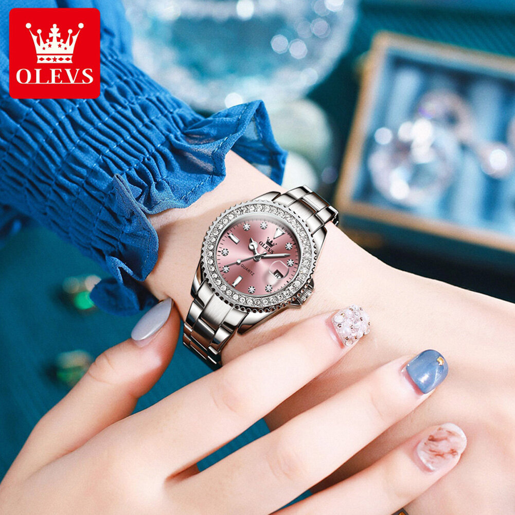 OLEVS Watch For Women 2024 New Style Original Brand Waterproof Casual  Luxury Elegance Stainless Steel Strap Women Watch Suit