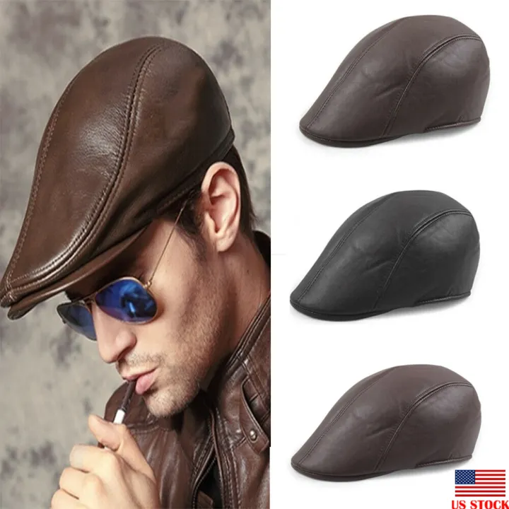 mens leather ivy caps