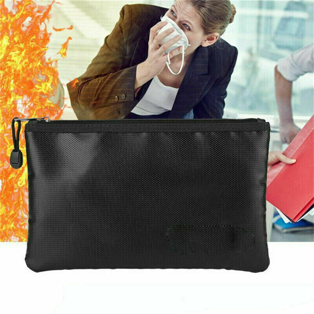 Fireproof Waterproof Document Bag File Money Safe Box Secret File Protect Pouch