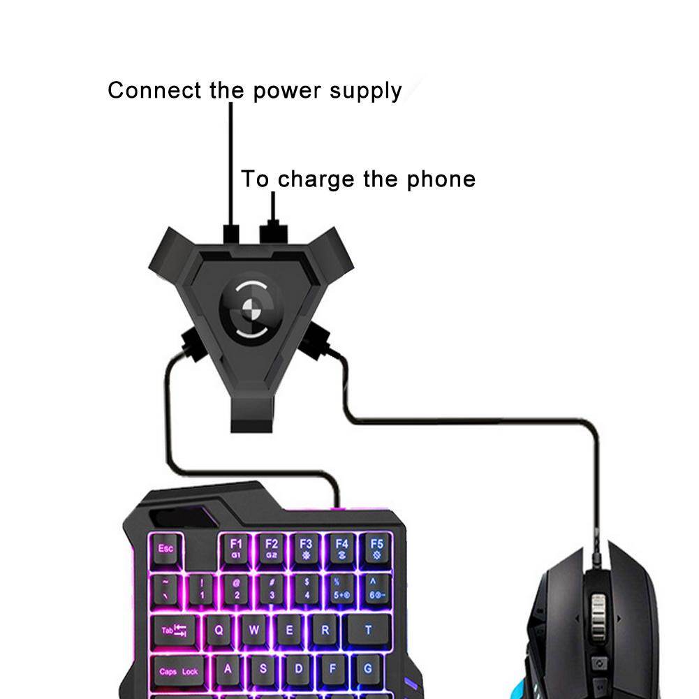 ☼Bluetooth gaming keyboard triangle phone mouse converter for iOS Android