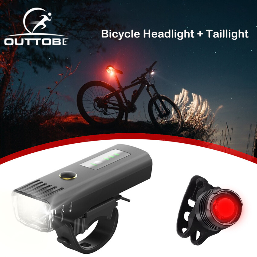 Outtobe Bicycle Light 4 Light Modes Smart Bike Light Cycling Front Headlight Lamp Rechargeable USB Charging Bike Lamp Waterproof LED Headlight 400 lumen Anti-glare MTB Bike Accessories