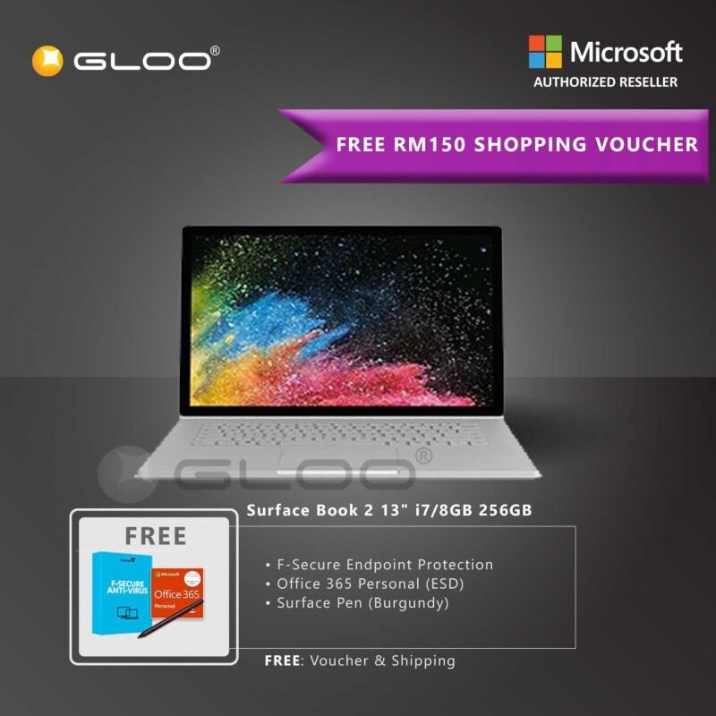 Microsoft Surface Book 2 13 i7/8GB 256GB + F-Secure Endpoint Protection + Office 365 Personal (ESD) + Surface Pen Burgundy Malaysia