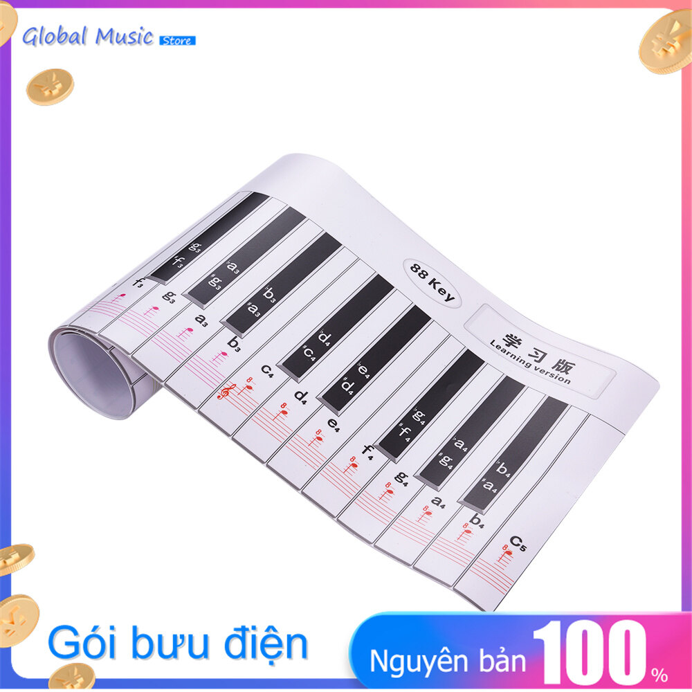 Fingering Version 88 Keys Piano Keyboard Fingering Practice Chart Sheet with Notes & Stave Reference Piano Teaching Guide Assistive Tool for Bebinners Students Kids