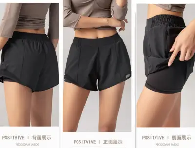 2021 Korean Style Summr Women Sport Short Pants 2 Layers Fitness Gym Safety Shorts with Pockets Casual Breathable Running Short Sport Pants Quick Dry Gym Fitness Jogging Sport Shorts Ready Stock
