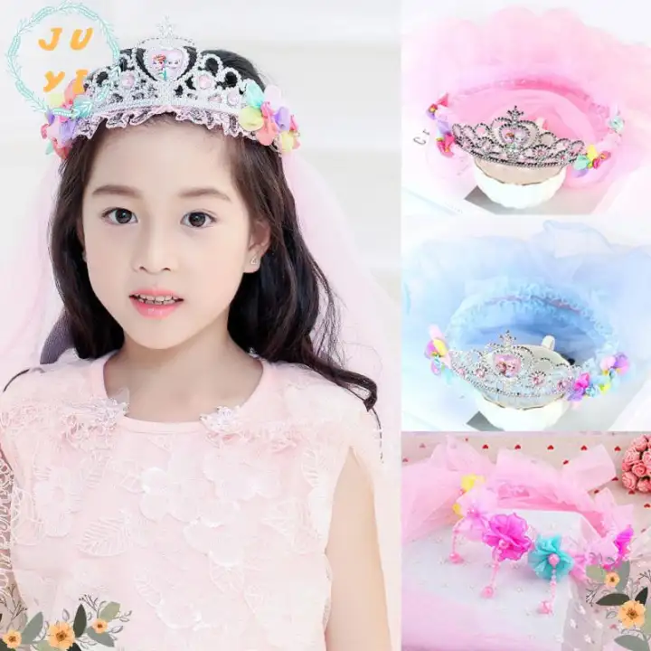 Children S Headdress Elsa And Anna Veil Crown Hair Accessories