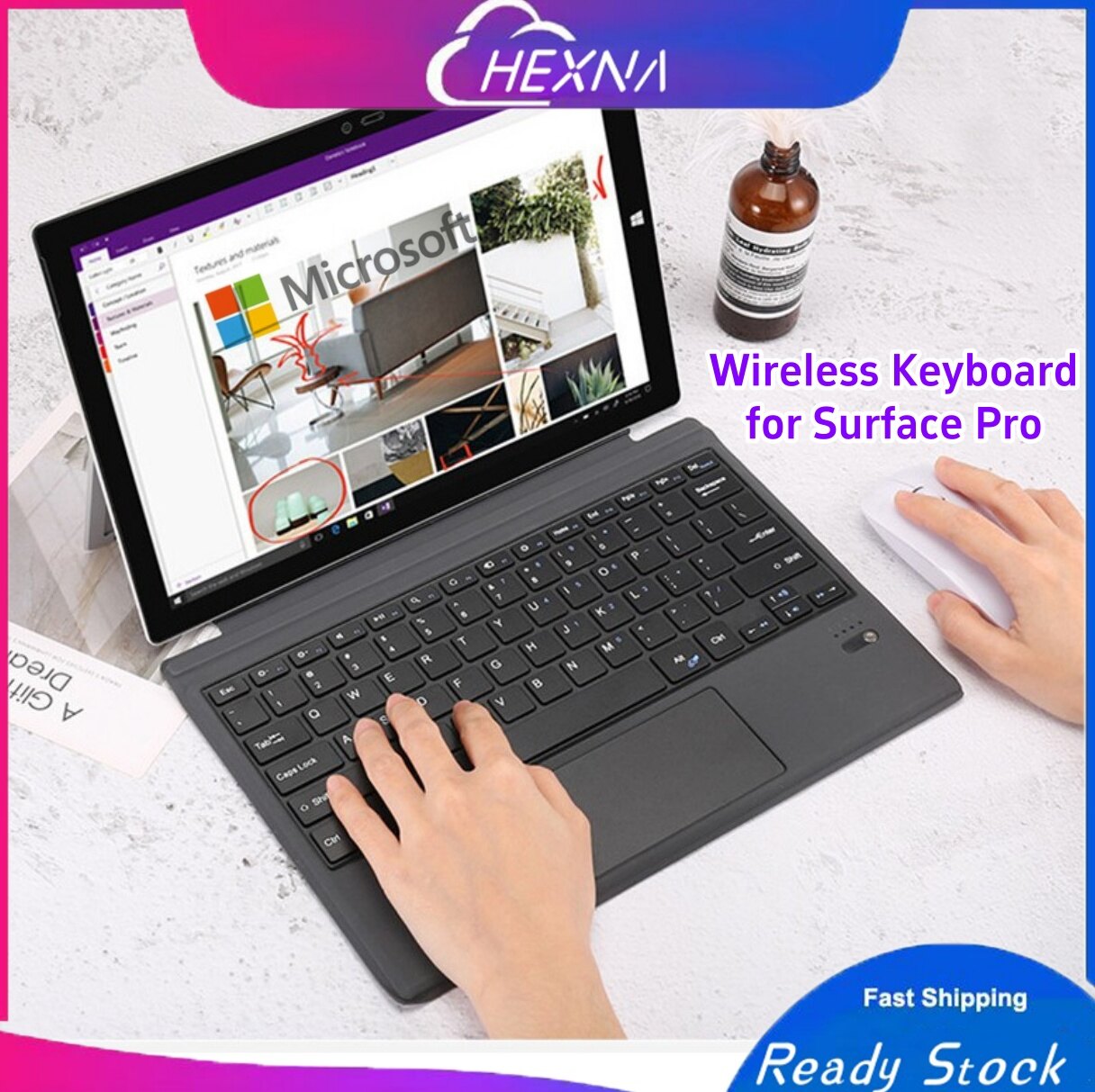 Surface Pro Wireless Bluetooth Keyboard for Microsoft Surface Go 1 Go 2 Go 3 Go 4 Pro 9 Pro10  11 2024 Pro 8 X Pro 7 Pro 6 Pro 5 Pro 4 Pro 3 Cover Ultra-Slim Wireless Bluetooth Keyboards with Trackpad