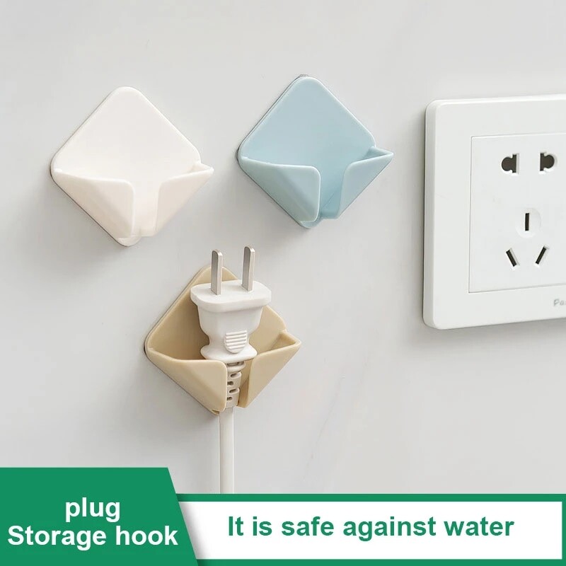 Creative Punch-free Power Cord Storage Rack Wall Storage Hooks Kitchen Plug Hooks Adhesive Hooks Power Socket Hanger Holder