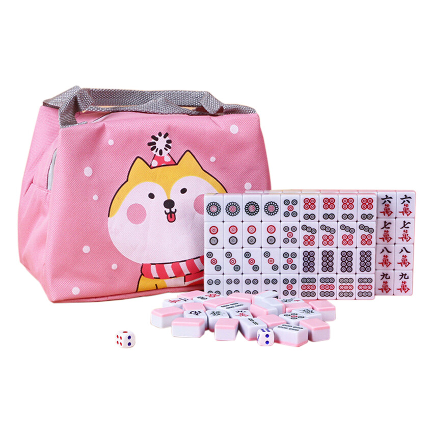 24mm Mini Travel Mahjong Outdoor Travel Portable Trumpet Mahjong Suit, Traditional Chinese Mahjong Game, With Tablecloth And Storage Bag