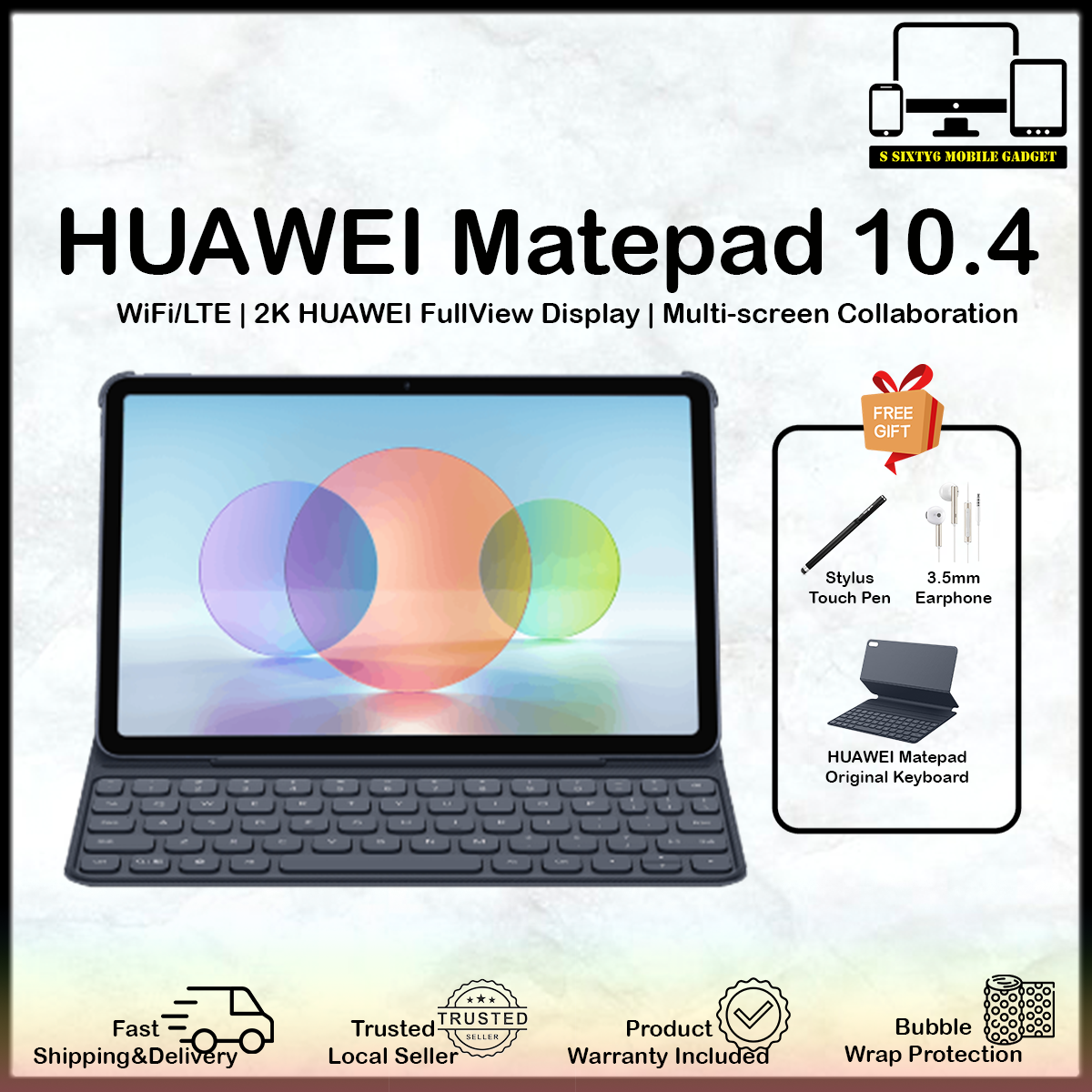 Custodia Huawei MatePad 10.4 (2020) – Cover Con Motivo Albero Della Vita, Rosa Oro, Supporto E Tasche