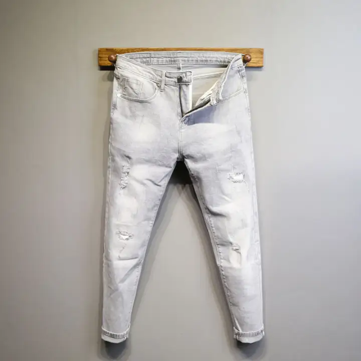 gray distressed jeans mens