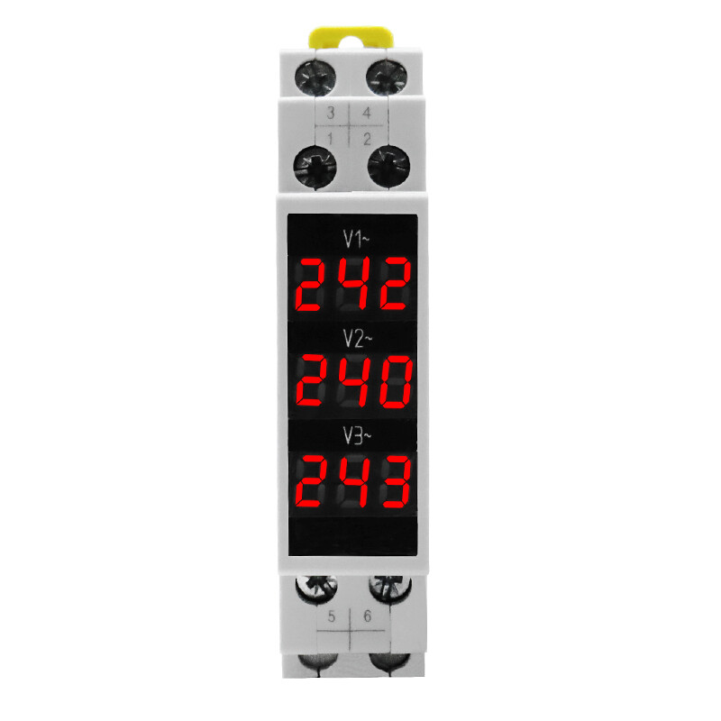 Đồng Hồ Đo Điện Áp Ba Pha Gắn Ray BV-3RDin Đồng Hồ Đo Điện Áp Mô-đun AC 80-500V Màn Hình Kỹ Thuật Số LED