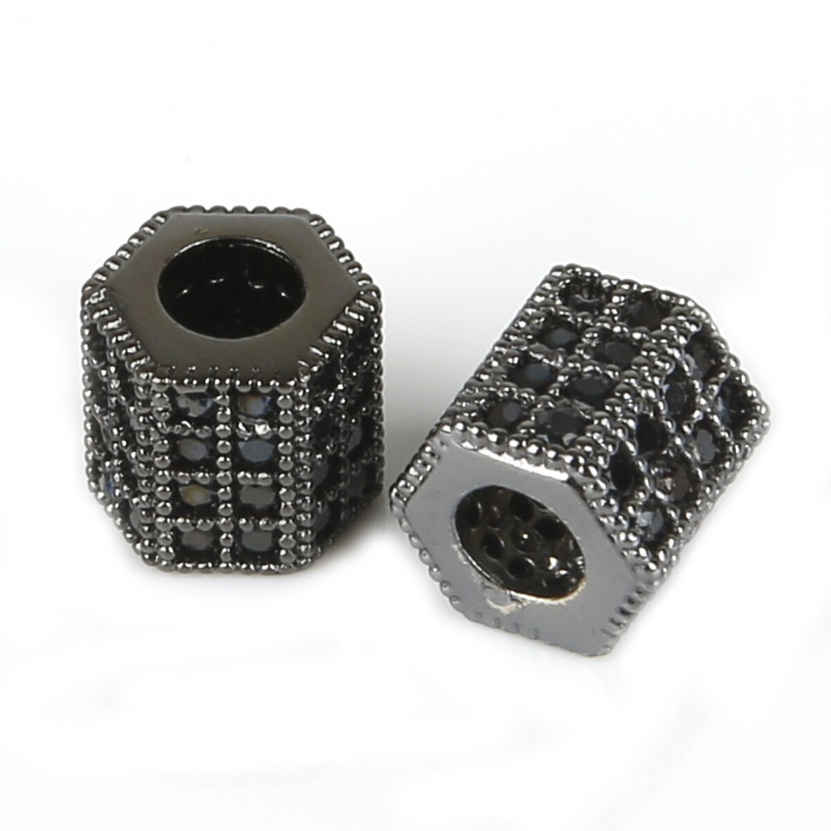 2pcs Fashion Retro Geometric Cylindrical Beads Color Zirconia Spacer Charm Beads For Bracelet Jewelry Making DIY Accessories