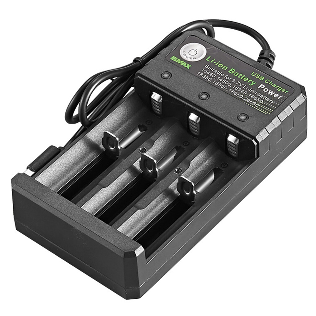 Battery Charger Rechargeable 18650 Lithium Battery Charger 3 Slot USB Cell Charging Station Stand
