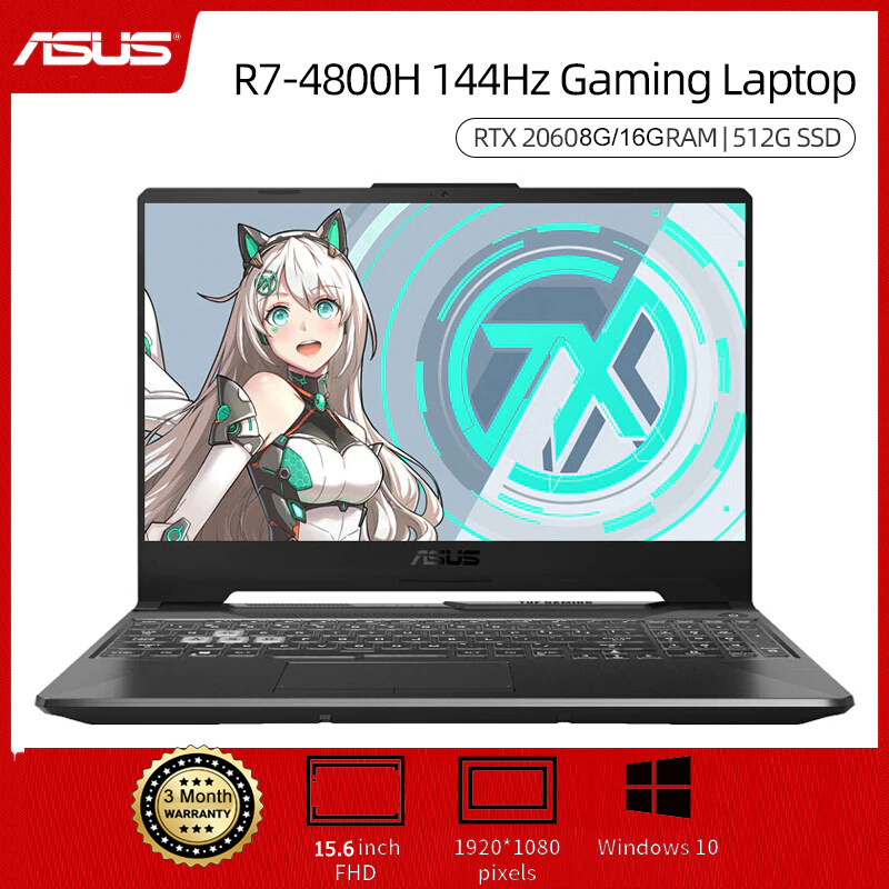 ASUS FA506 15.6 inch Gaming Laptop AMD R7 4800H 8G/16G RAM 512G SSD 6 Cores 7nm RTX2060 144Hz Notebook Malaysia
