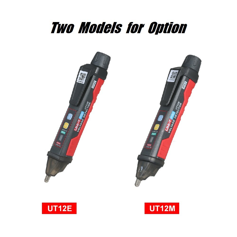 UNI-T UT12E AC Voltage Detector Meter 24V-1000V Non-Contact Portable Tester Pen Socket Volt Current Electric Test Pencil with Sound and Light Alarm and LED Flashlight Vibration