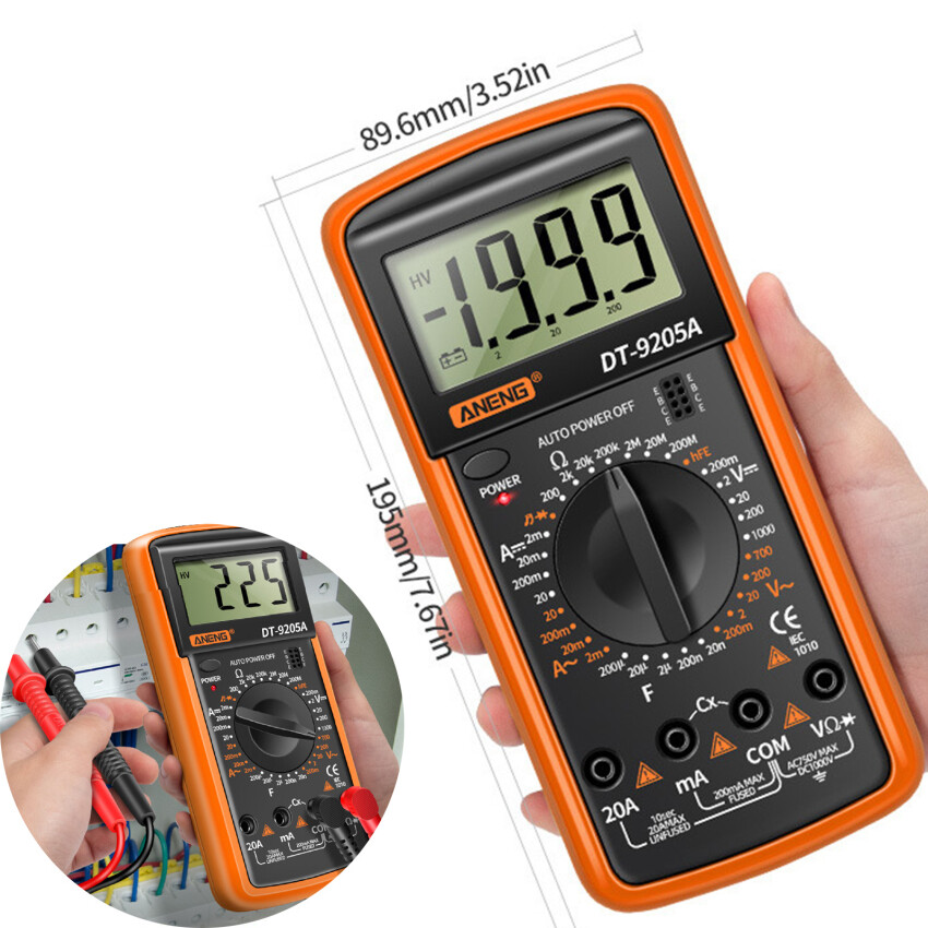 9205A Digital Multimeter Handheld High Precision Multimeter Electrician Test DC Voltage Ammeter Electrician Tool