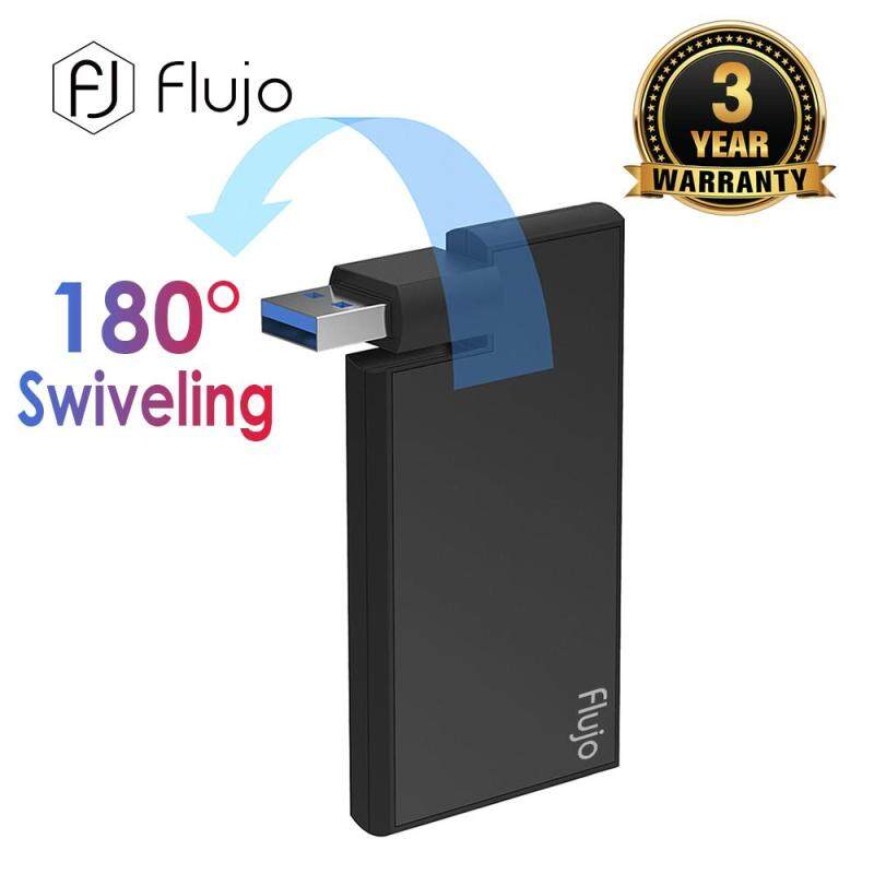 Flujo AH-3 Ultra Slim Aluminum 4 Port Rotatable USB 3.0 Hub with Swiveling Connector for Mircosoft Surface, MacBook, Ultrabook and Laptop