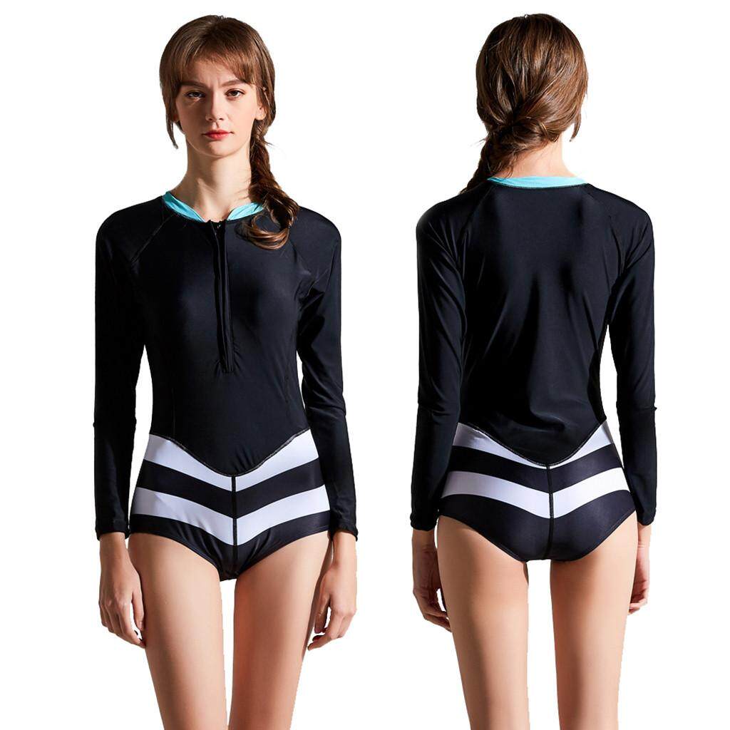 Suolede Wanita Lengan Panjang Selancar Pakaian Selam One Piece Pantai Baju Mandi Fleksibel Lembut Aman Bagi Kulit Berbobot Ringan Nyaman Modis dan Baju Renang Seksi Untung Harga Baik Gaya Desain Mode
