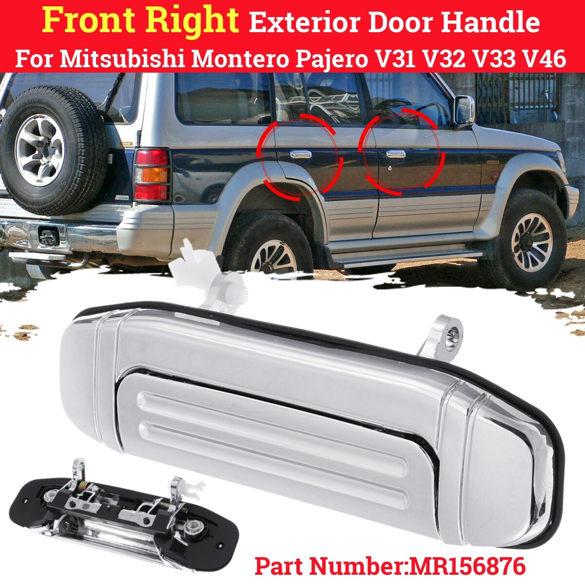 Rear Outer Chrome Door Handle Right for Mitsubishi Pajero Montero V31 1992-2000