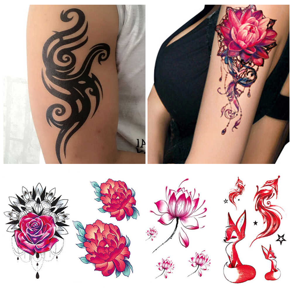 BC Totem Big Flower Arm Half Arm Sleeve Waterproof Tattoo Stickers