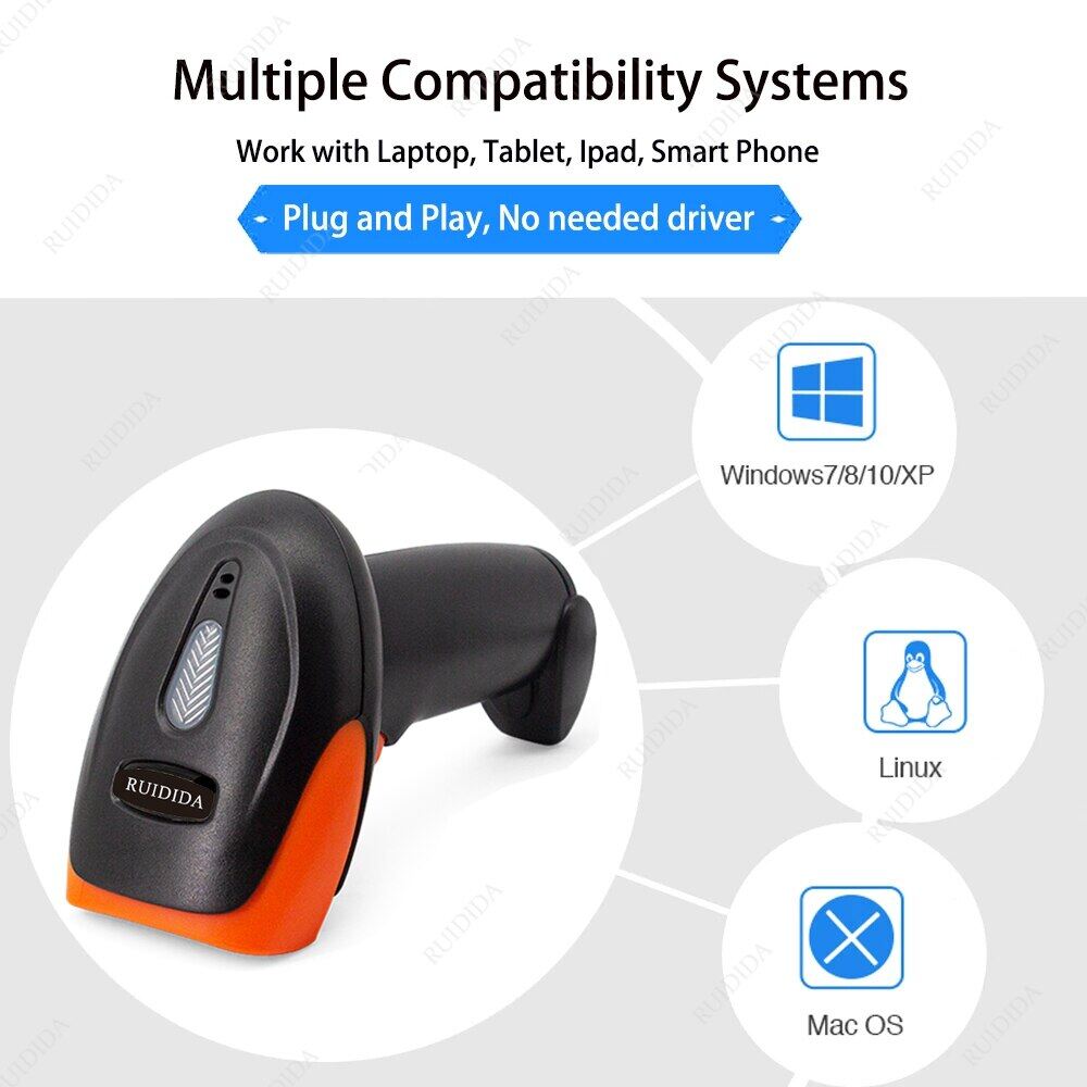1D/2D Handheld Wired Scanner 2D QR Barcode Scanner Or Wireless QR Code Reader Or Bluetooth Bar Code Scanner USB PDF417 Barras