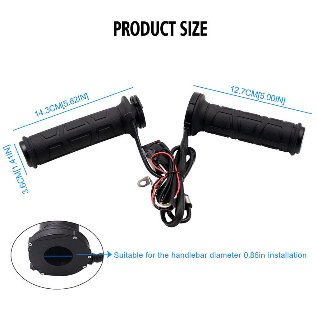 Universal Heated Handlebar Grip Clamp-on Adjustable Temperature Handgrip Hand Warmer Motorcycle Protectors 12V Automobile Parts