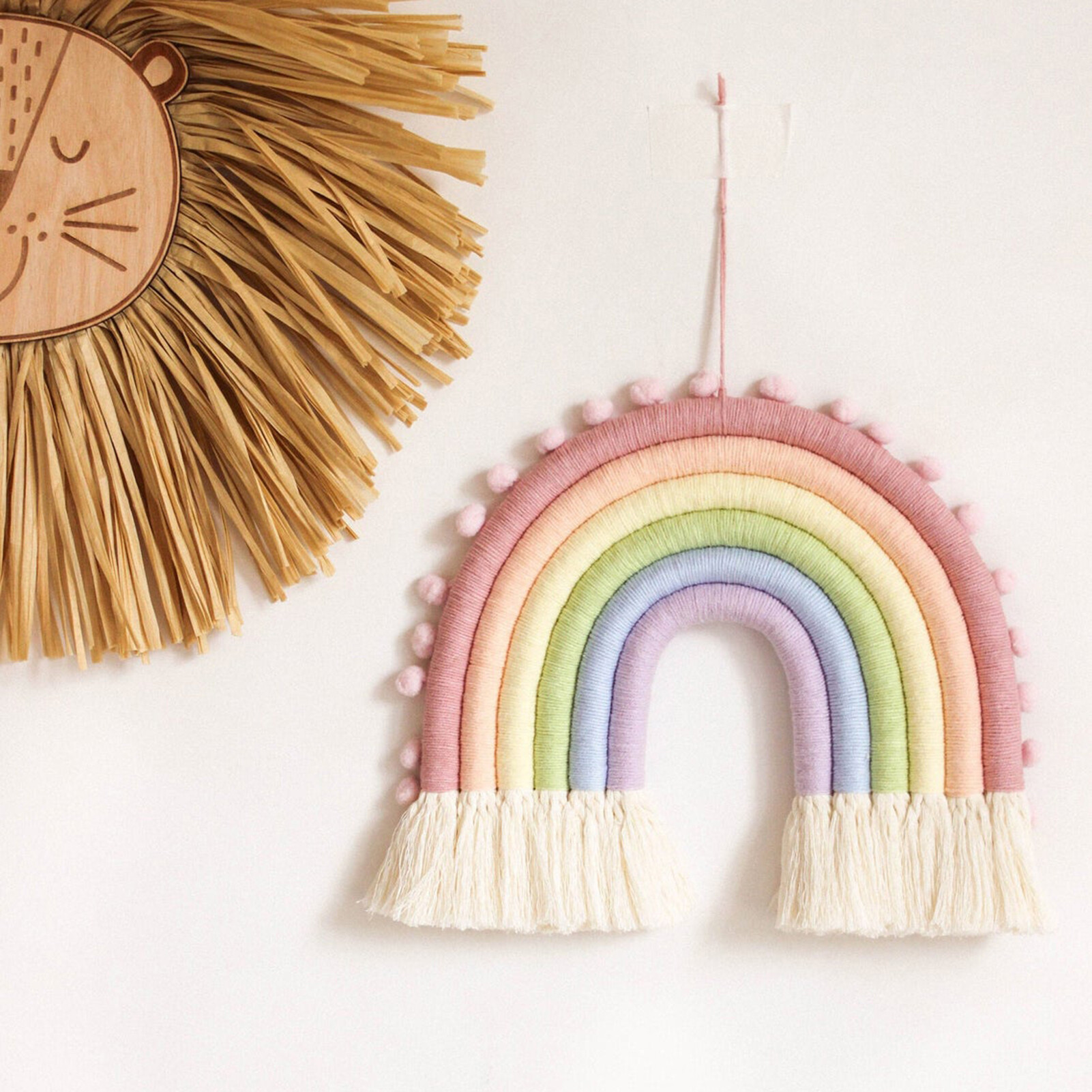 JAREDQ Nice-looking Tapestry Pendant Fine Workmanship Cotton Rope Compact Delicate Rainbow Hanging Tapestry for Home Hanging Pendant Nice-looking
