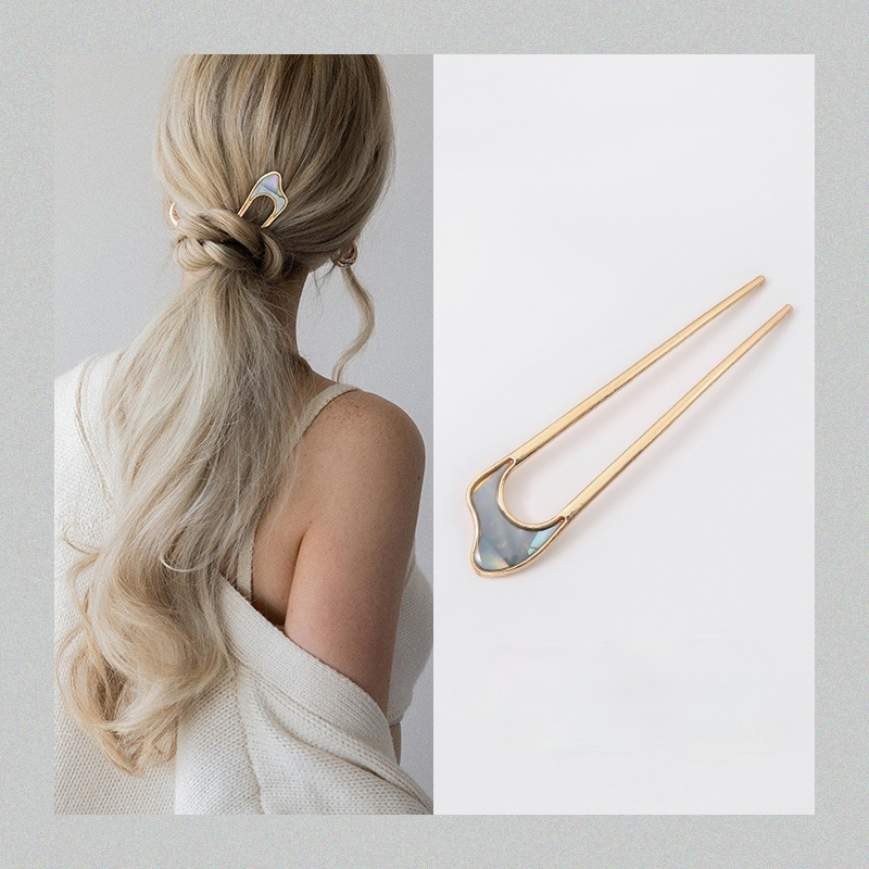 Hairpin Metallic Temperament Simple Disc Hair U-shaped Clip Head Ornament Hairpin Hair Ornament