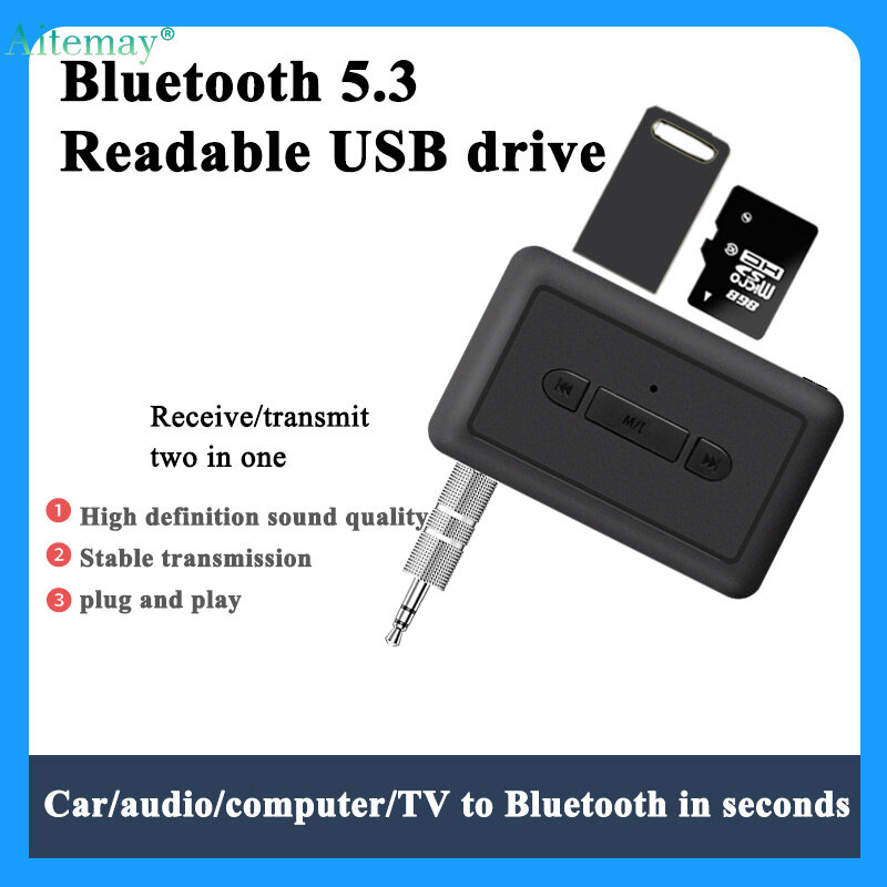 Aitemay Xe Bluetooth 5.3 Receiver Bộ chuyển đổi sóng vô tuyến MP3 đầu phát