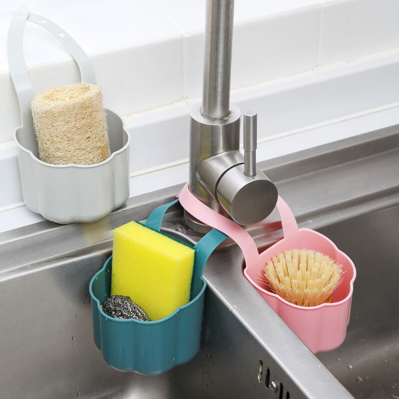 1 Pack Kitchen Sink Drain Rack Soap Sponge Holder Adjustable Faucet Storage Hanging Basket Kitchen Accessories