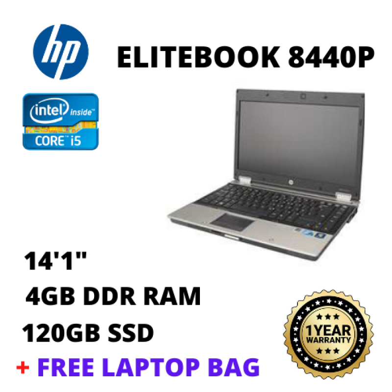 HP Elitebook 8440P - 14/4GB RAM/ 120GB SSD / Core I5-1st Laptop (Refurbished) Malaysia