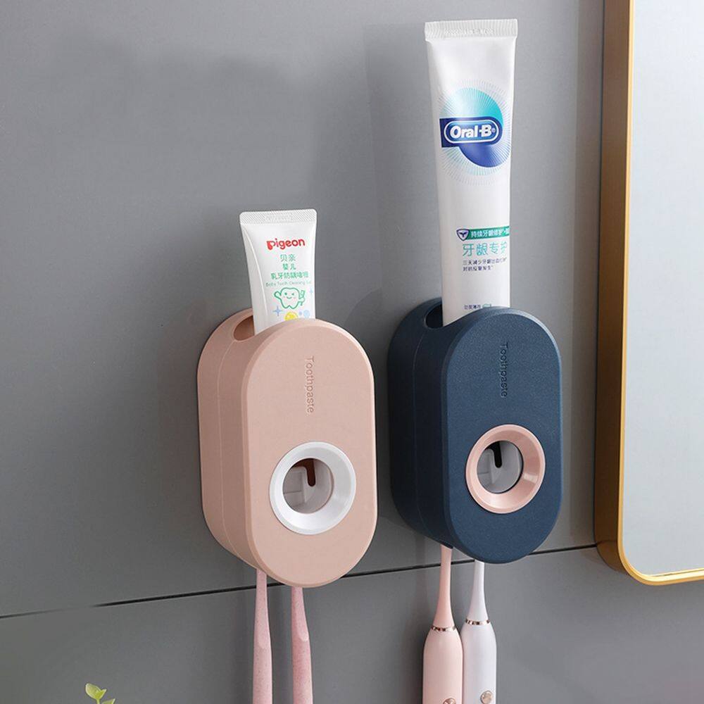 EO4MD Automatic Storage Organization Adhesive Bathroom Tools Bathroom Accessories Set Toothpaste Squeezer Toothbrush Holder Toothbrush Rack