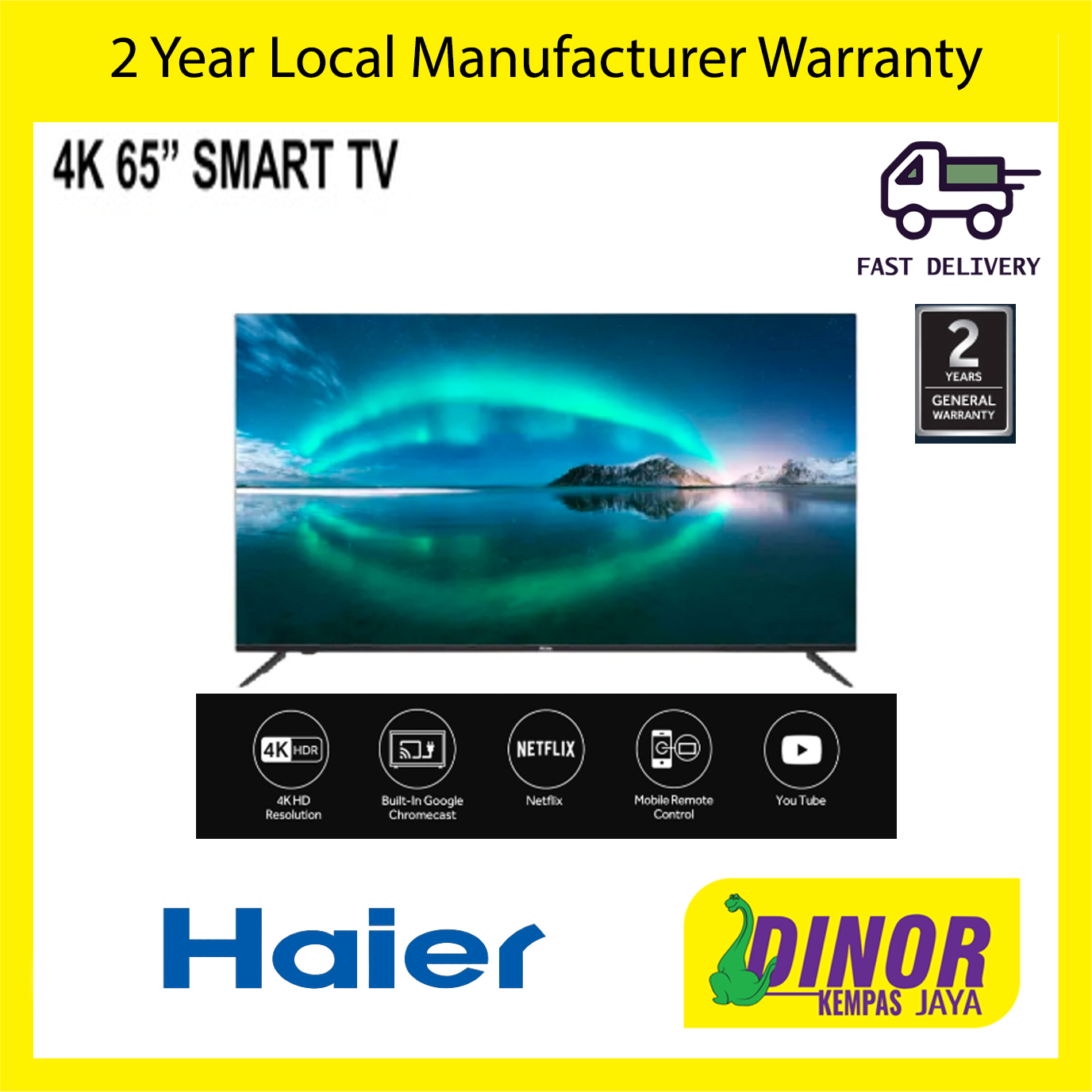 Haier 65" Inch UHD Smart Android TV H65K66UG | Lazada