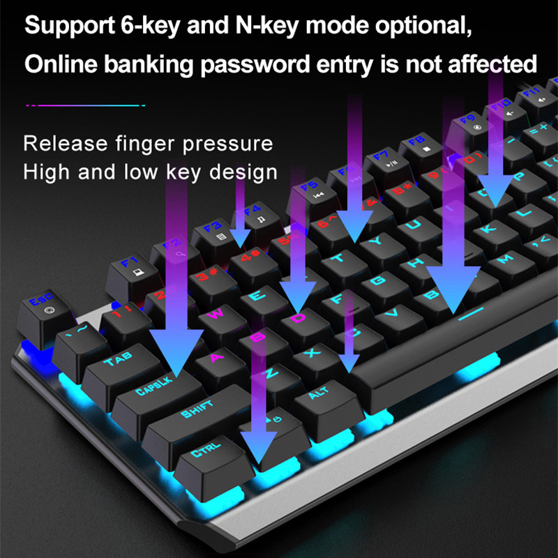 AULA F2066 Mechanical Keyboard Metal Panel Mix Backlit 20 Kinds of Lighting Effects High-low Key Layout Wired Gaming Keyboard Wired USB Keyboard Crystal Shaft Desktop Laptop Game Singapore