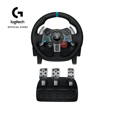 Logitech G29 Driving Force Racing Wheel and Floor Pedals, Real Force Feedback, Stainless Steel Paddle Shifters, Leather Steering Wheel Cover for PS5, PS4, PC, Mac - Black 941-000139