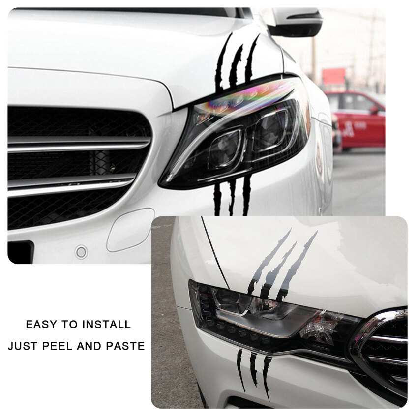 【High Quality+In Stock】Car Styling Ghost Claw Scratch Stripe Marks Headlight Decal Vinyl Decal Auto Body Decorative Stickers PET Carving Vinyl Decal