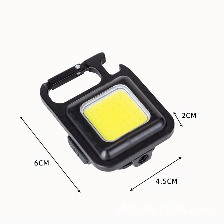 Mini COB Móc khóa Đèn pin USB 4 Chế độ sạc Đèn pha khẩn cấp đa chức năng