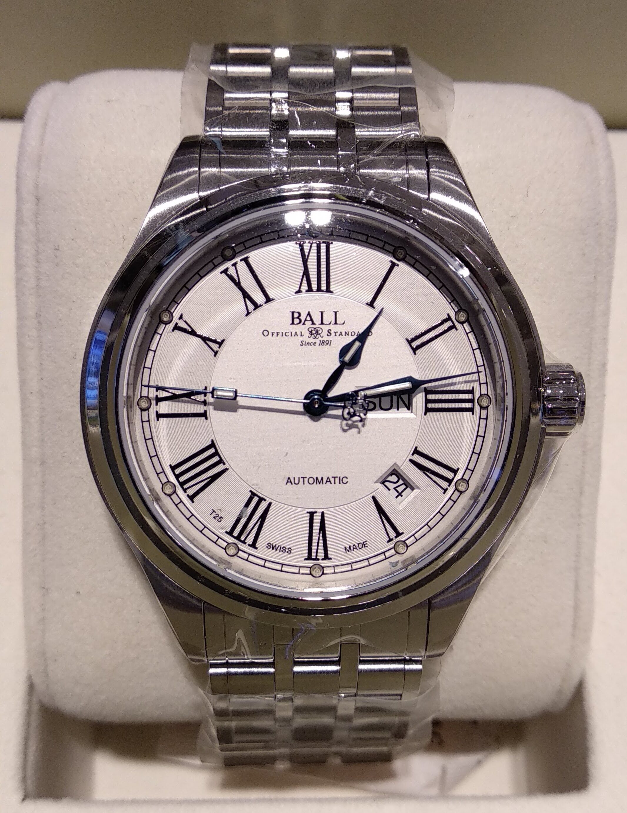 BALL TRAINMASTER ROMAN AUTOMATIC WHITE DIAL NM1058D-S4J-WH
