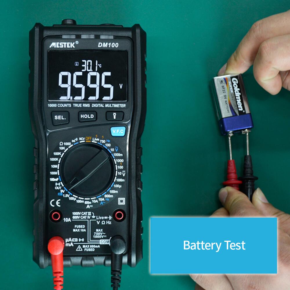 MESTEK Đồng Hồ Vạn Năng Kỹ Thuật Số Đa Chức Năng Đếm 10000 True RMS Đồng Hồ Vạn Năng Đo Điện Áp AC/DC Điện Trở Dòng Điện Tần Số Điện Dung Điốt Nhiệt Độ Và Độ Ẩm NCV Đồng Hồ Vạn Năng Báo Động Cầu Chì Chống Cháy