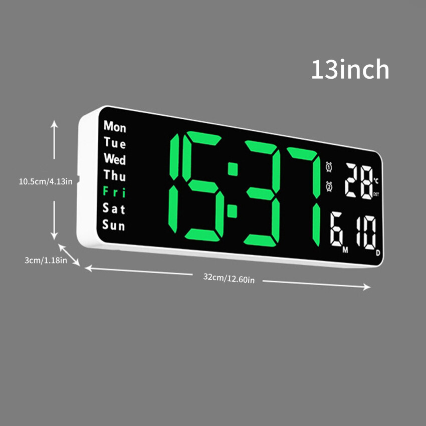 Digital Wall Clock 16inch Large Alarm Clock Remote Control Date Week