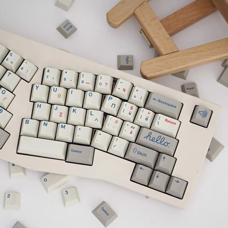 Retro 9009 Bộ Phím bấm Hy Lạp màu trắng xám Bàn Phím Cơ Keycap 136 phím anh đào hồ sơ PBT thăng hoa Keycaps cho Cherry MX chuyển đổi Bàn Phím Cơ RK61/Anne Pro 2/gk61